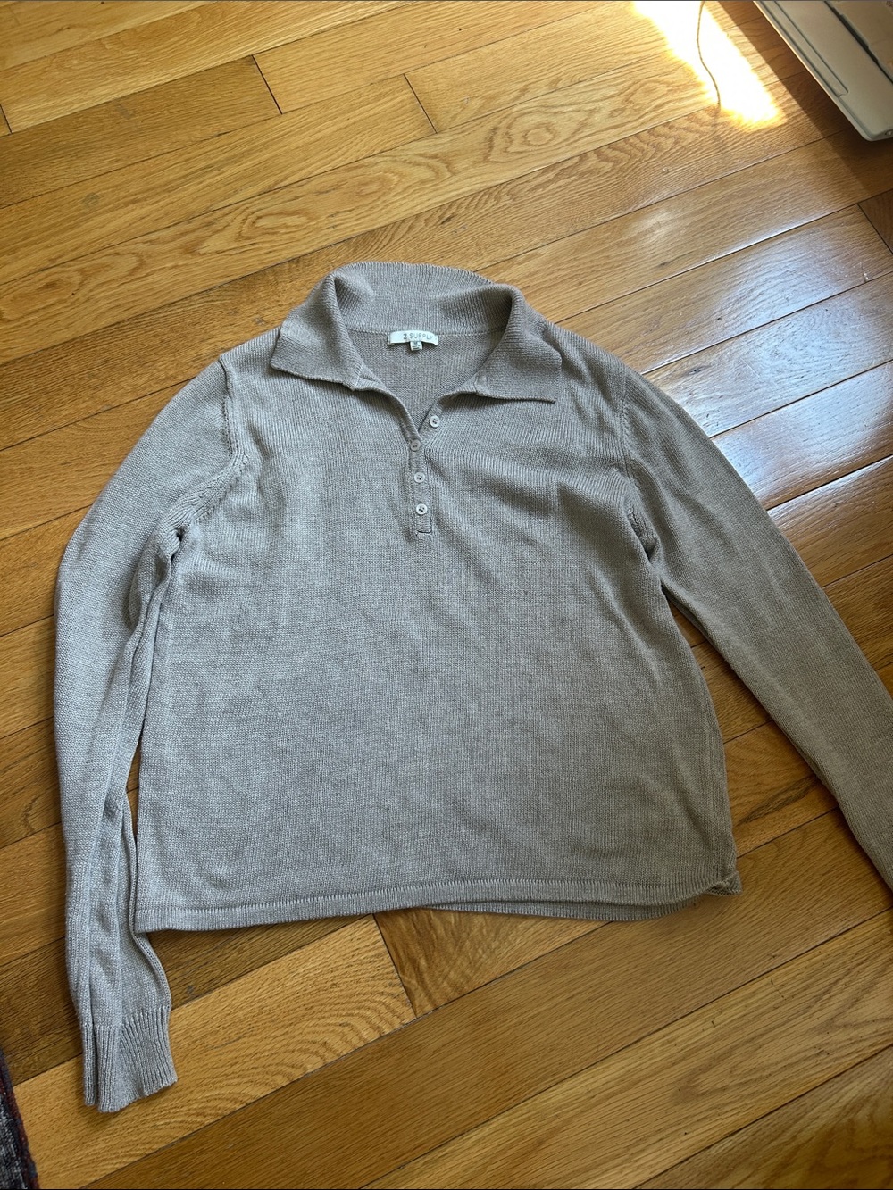 Z Supply collared Knit Long-Sleeve Sweater - Taupe